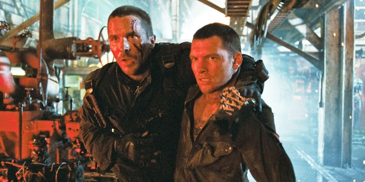 Christian Bale and Sam Worthington in Terminator Salvation