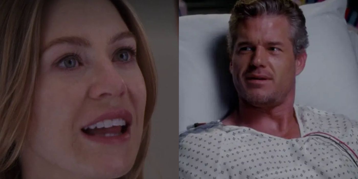 Split image showing Meredith and Mark In Grey's Anatomy