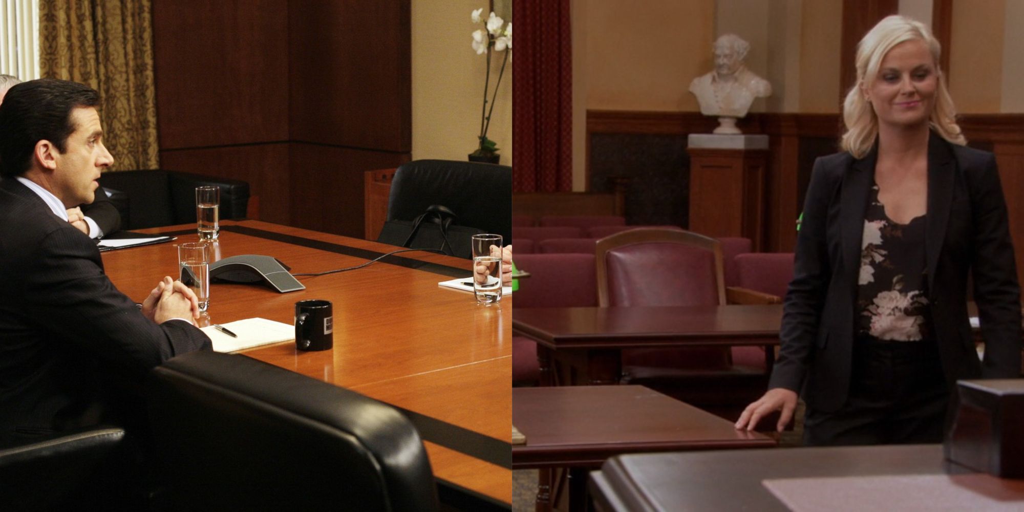 Michael Scott in the Deposition and Leslie Knope at trial