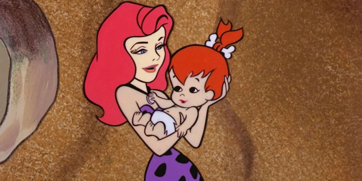 The Flintstones: Ann holds Pebbles