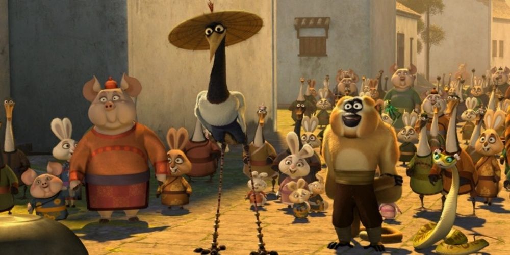 The Furious Five in the village in Kung Fu Panda 
