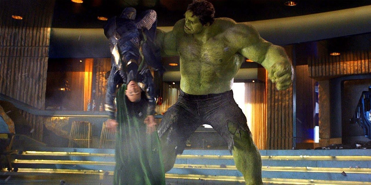 The Hulk thrashes Loki around in The Avengers