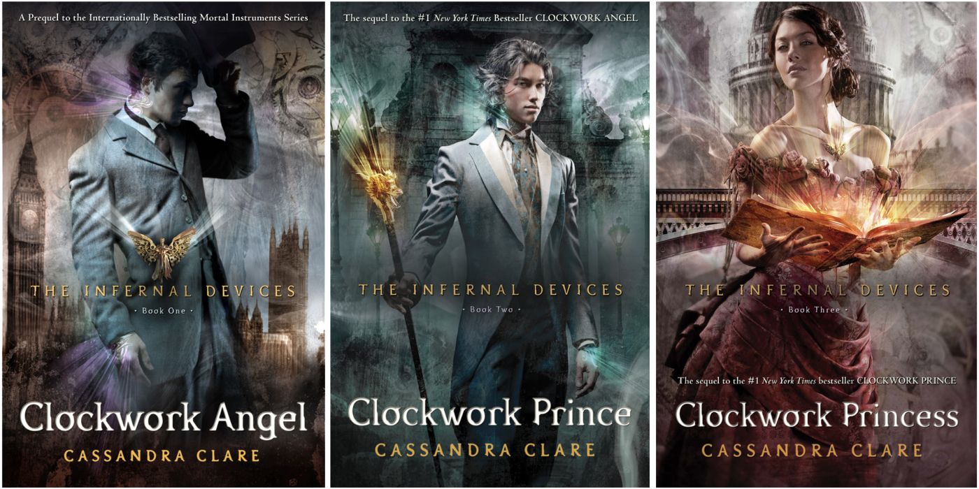 The Cover Art for the Infernal Devices Trilogy, Clockwork Angel, Clockwork Prince, Clockwork Princess, by Cassandra Clare