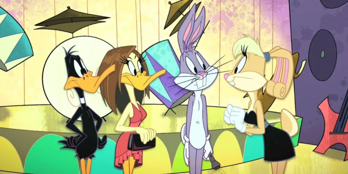 Daffy Duck, Tina Russo, Bugs Bunny, and Lola Bunny in The Looney Tunes Show.