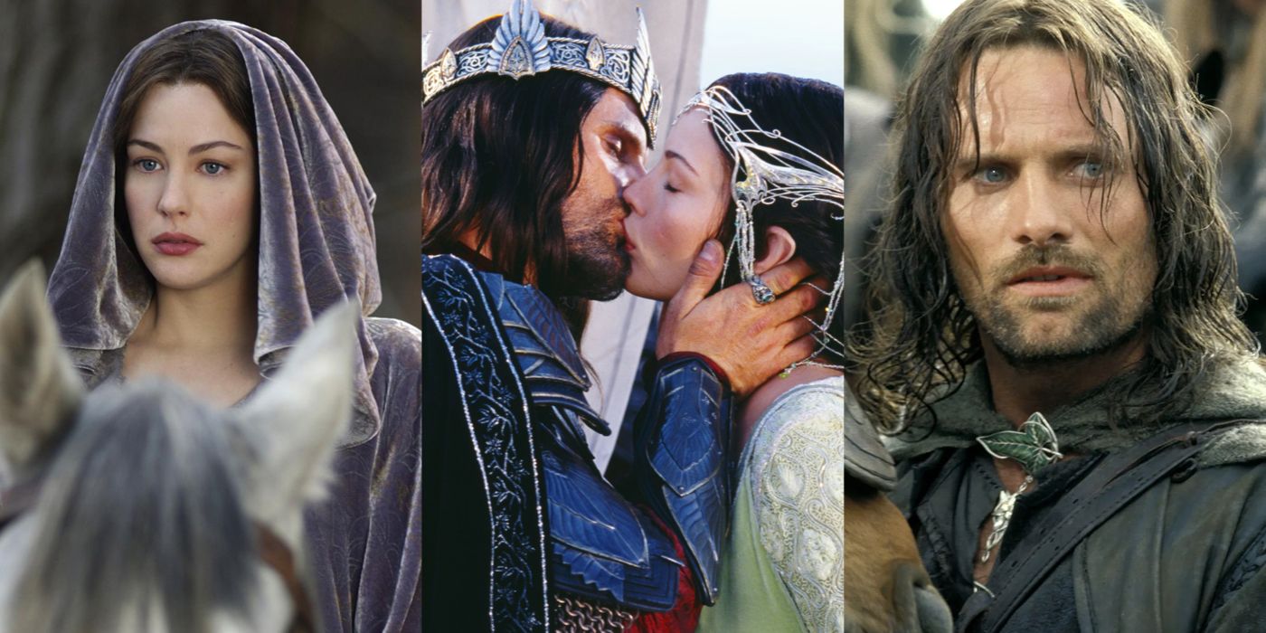 Split image of Arwen and Aragorn in The Lord Of The Rings