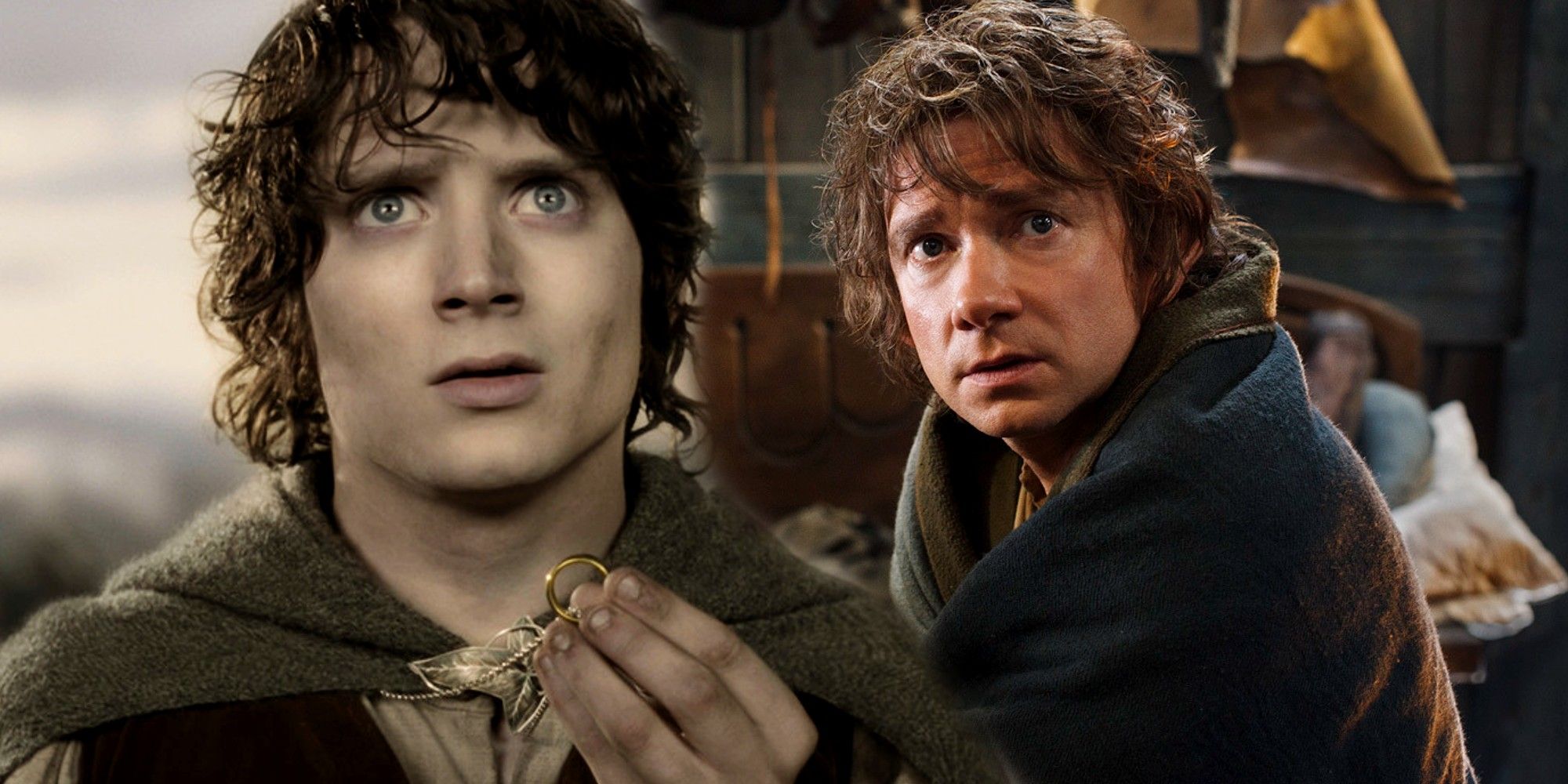 The Lord of the Rings and The Hobbit Elijah Wood and Martin Freeman as Frodo Baggins and Bilbo Baggins