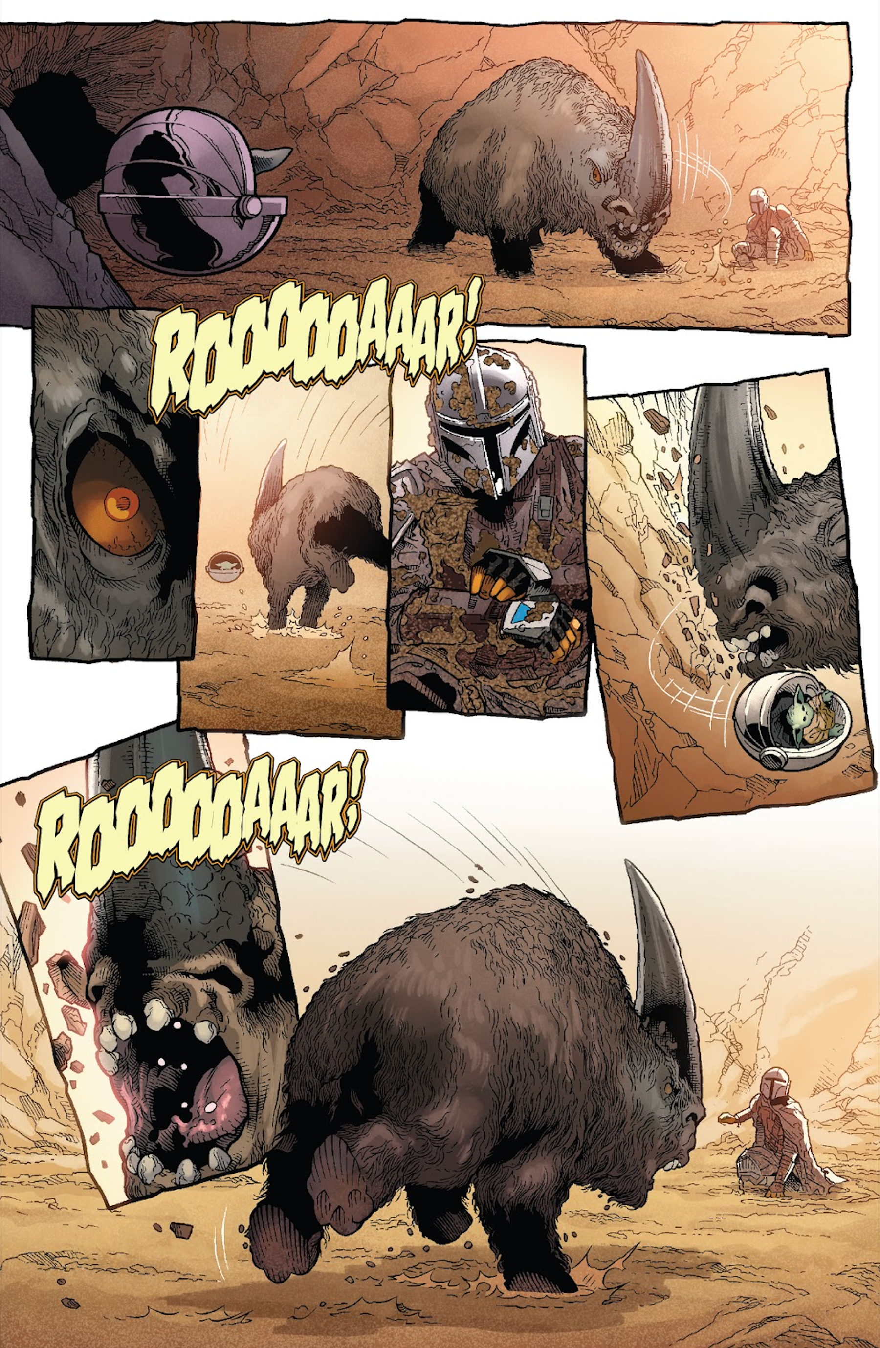 The Mandalorian fights the Mudhorn