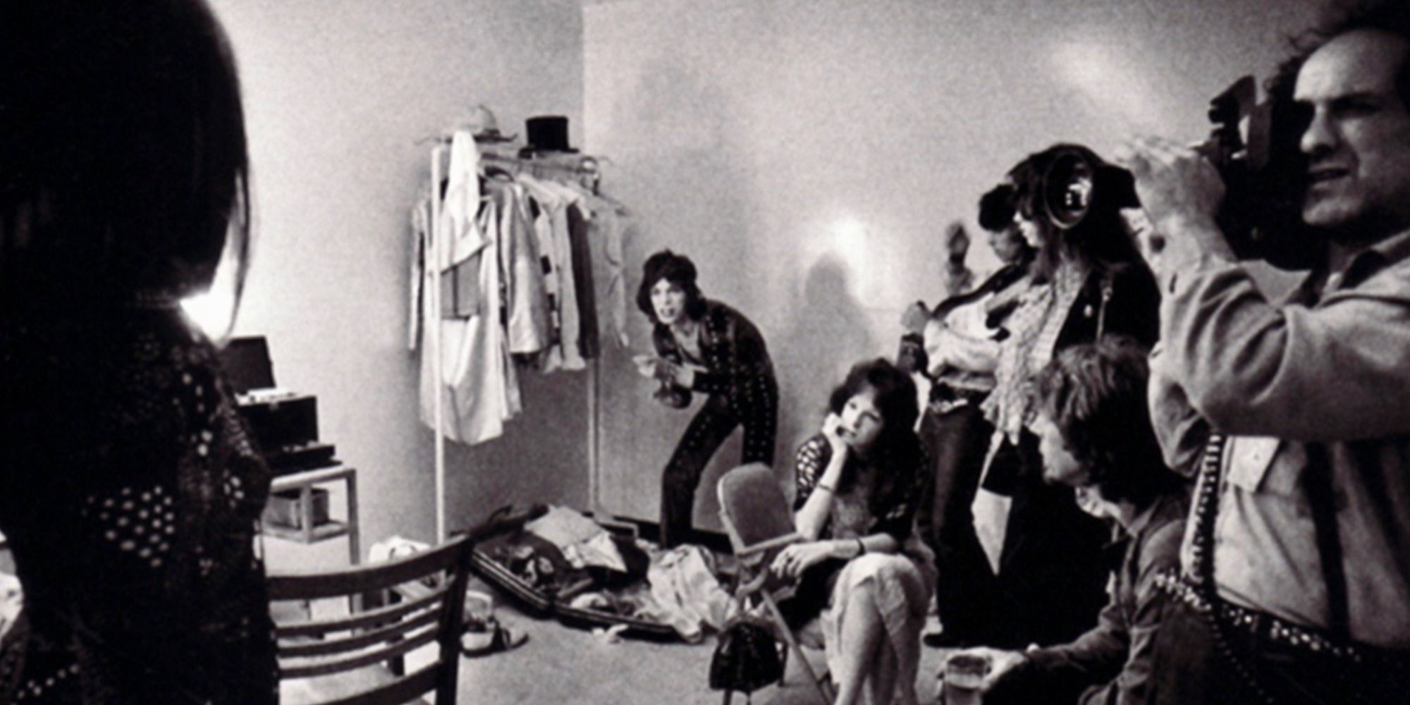 The Rolling Stones being filmed for a documentary