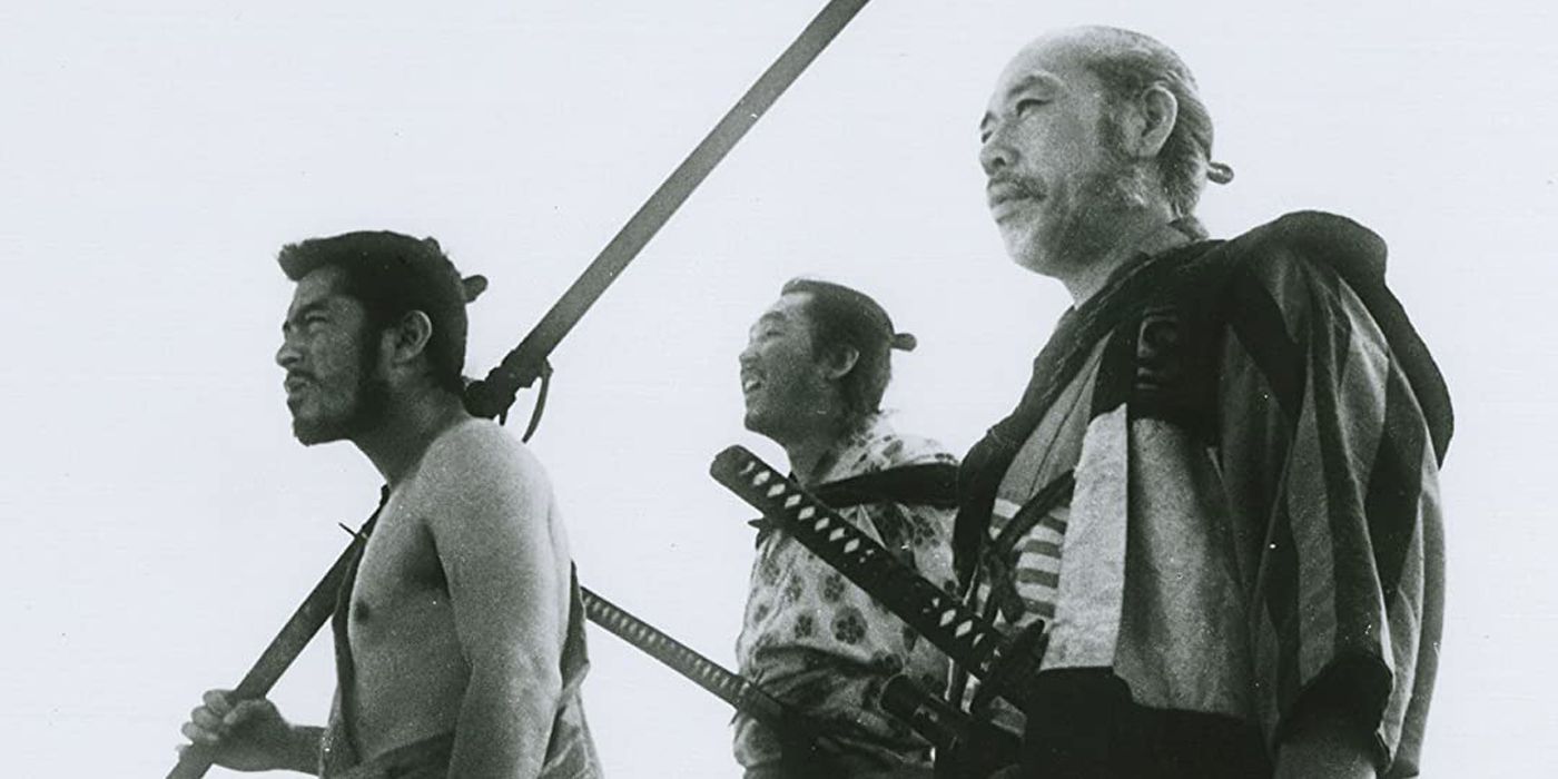 The warriors preparing to fight in The Seven Samurai.