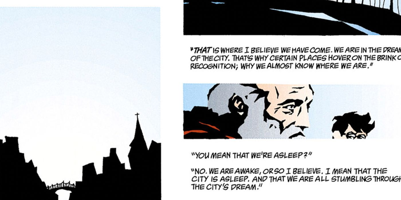 The city and the old man in A Tale of Two Cities in the Sandman comics