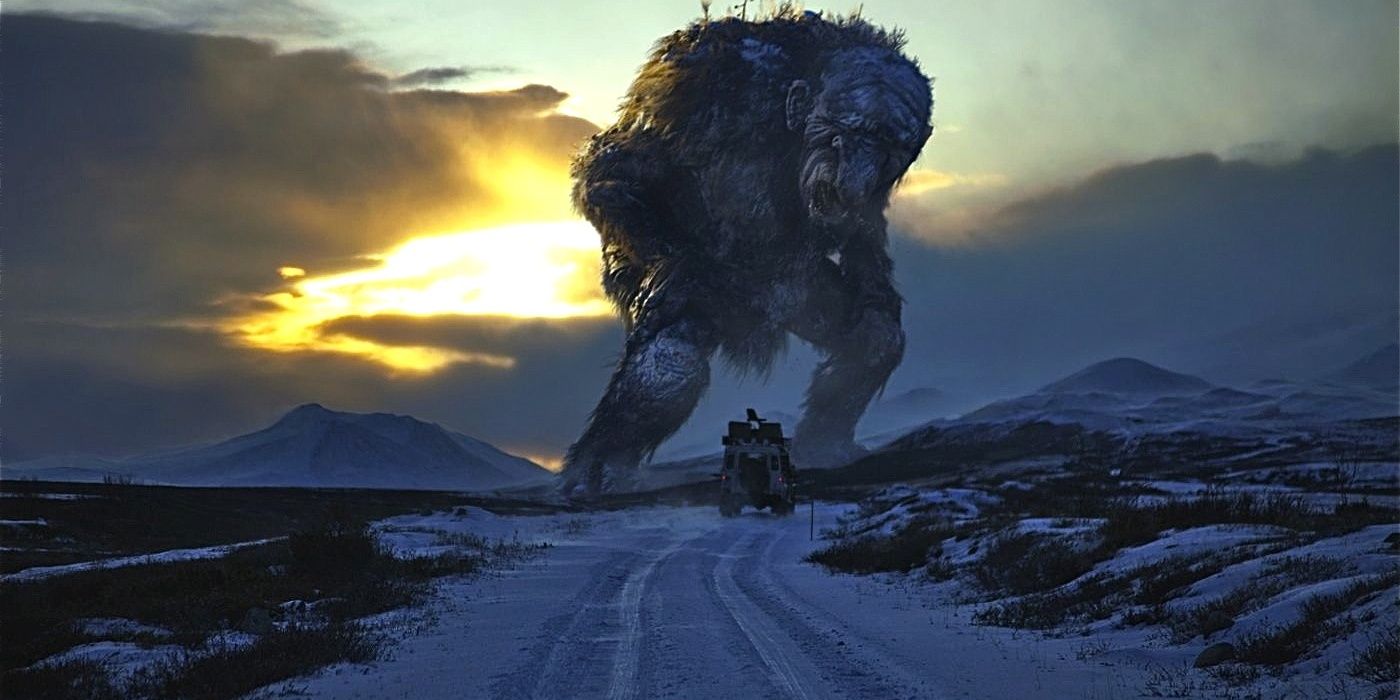 The students driving towards a large troll in Trollhunter