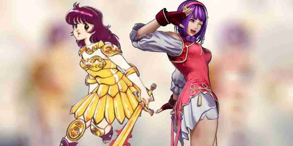 Princess Athena on the left next to her modern day King of Fighters counterpart.