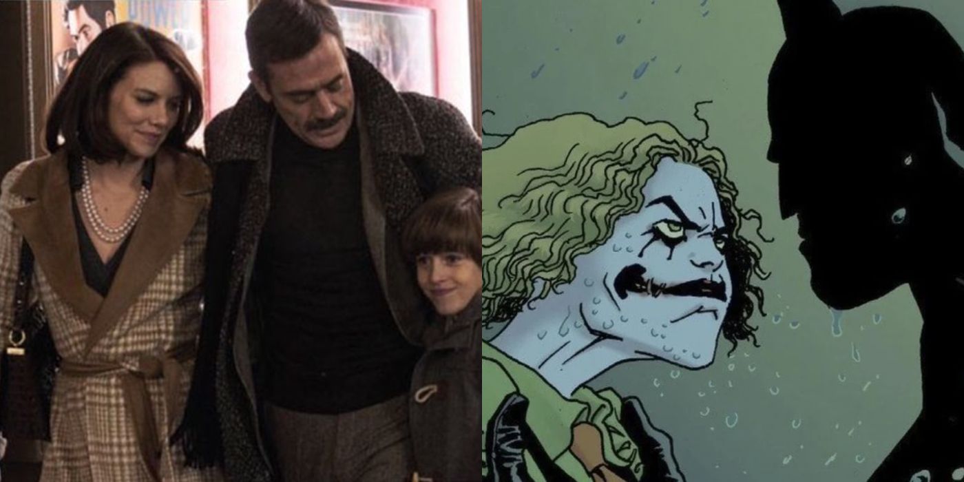 Split image of DCEU&rsquo;s Thomas and Martha Wayne and their Flashpoint comic versions.