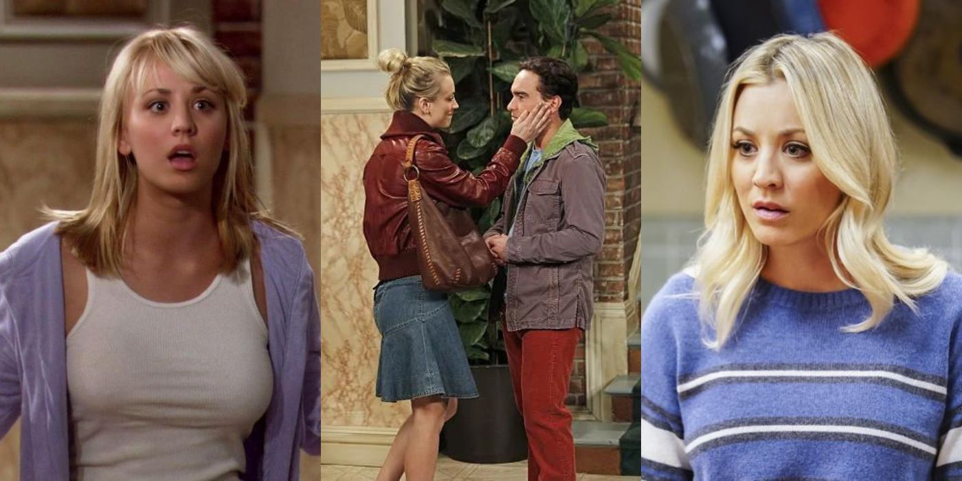 Three split images of Penny from TBBT