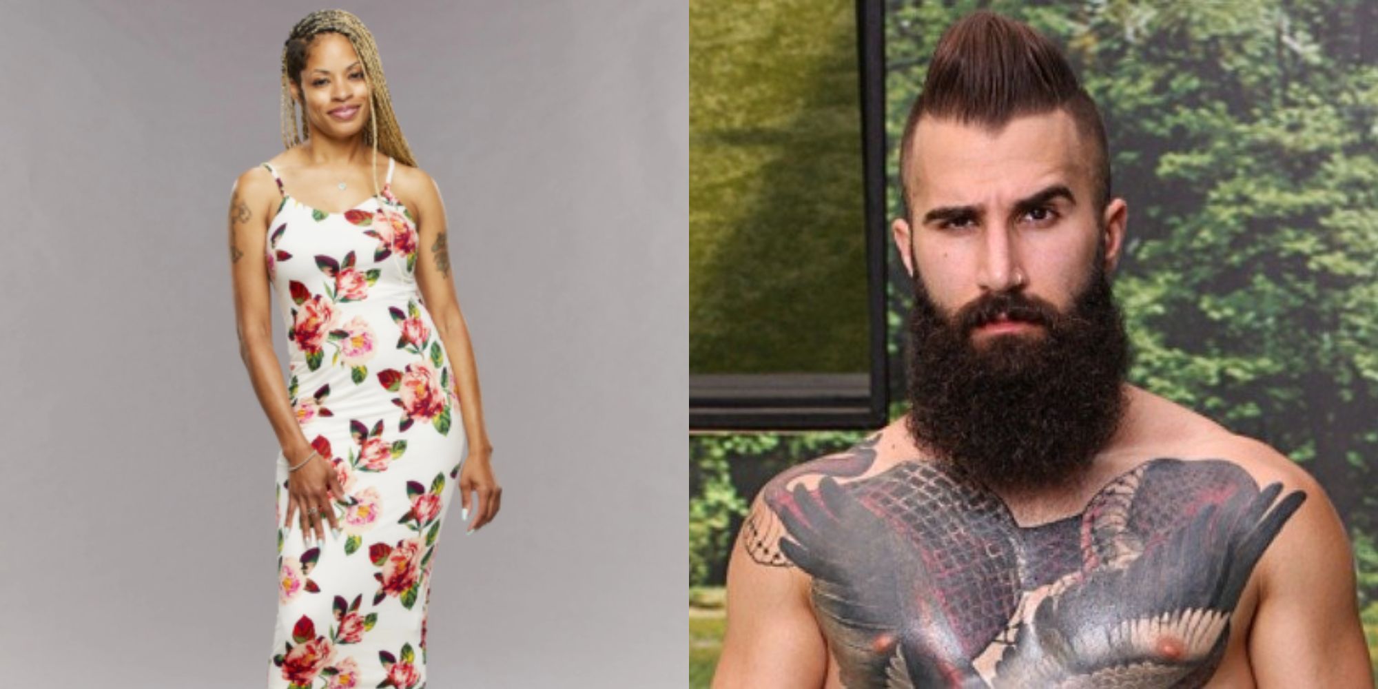 Split image showing Tiffany Mitchell and Paul Abrahamian in Big Brother.