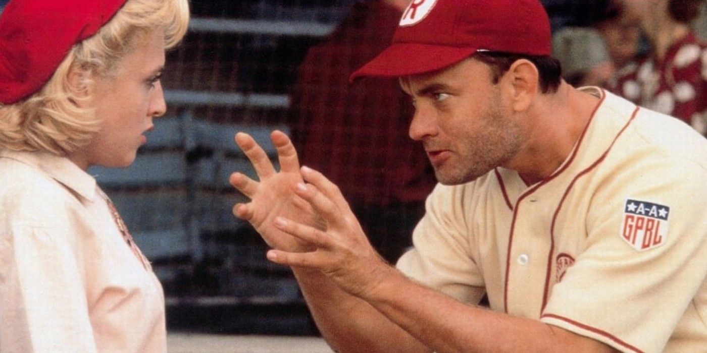 Tom Hanks talking to a player in A League of Their Own