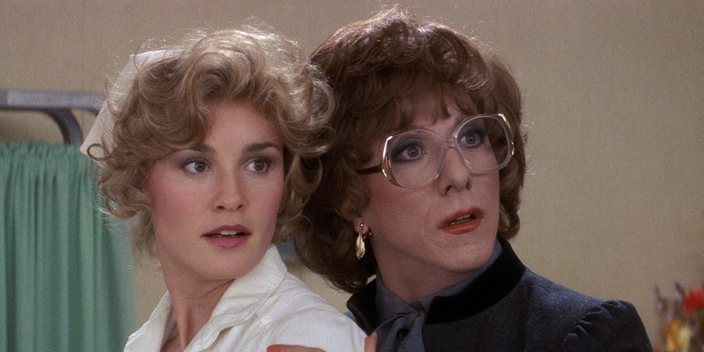 Jessica Lange and Dustin Hoffman in Tootsie close up of faces
