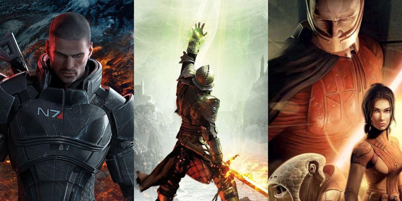 Featured image that includes games: Mass Effect 2, Dragon Age: Inquisition, and Knights of the Old Republic.