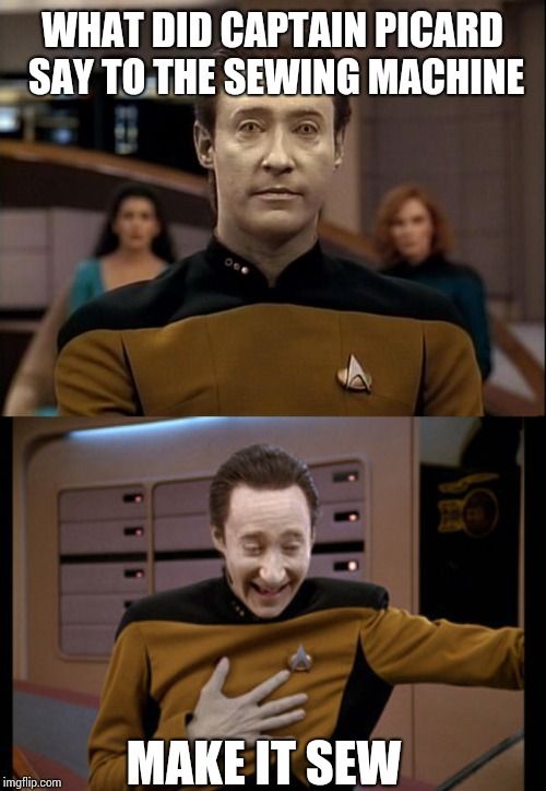 A Star Trek meme featuring Commander Riker and Data