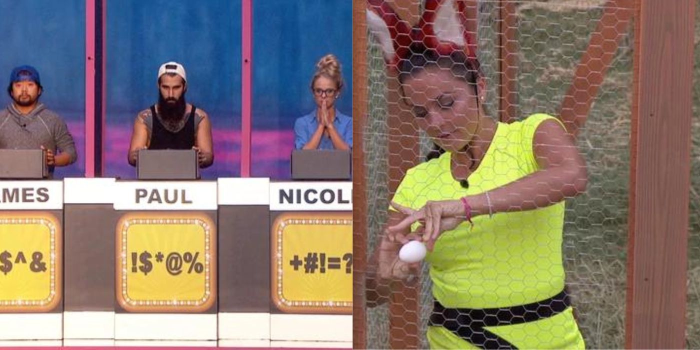 Two side by side images of Big Brother games and challenges