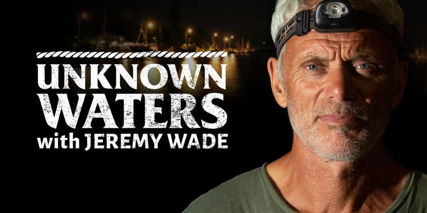 Jeremy Wade on a banner for the documentary Unknown Waters With Jeremy Wade.