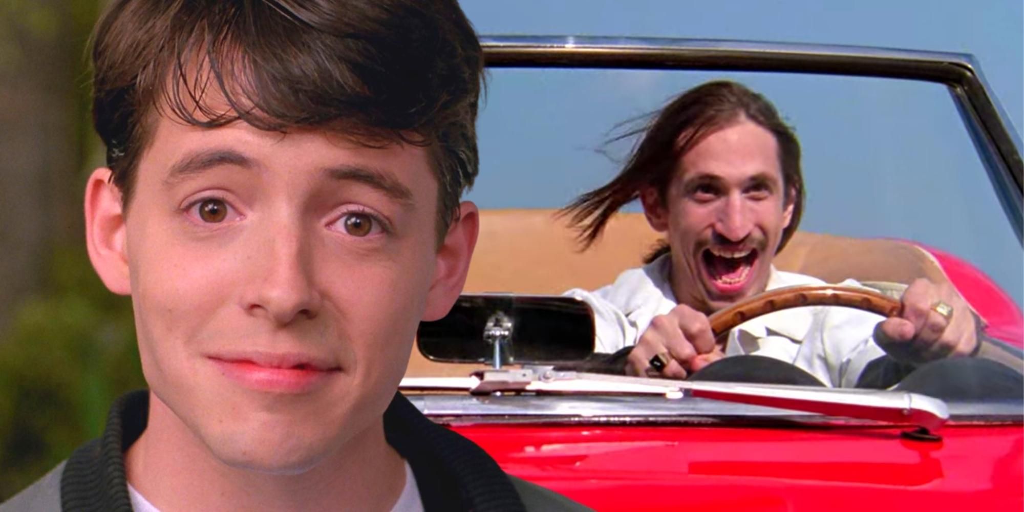 Matthew Broderick as Ferris Bueller and Richard Edson are the car valet in Ferris Bueller's Day Off