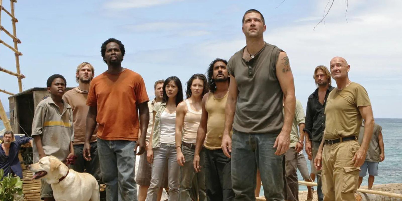 characters in Lost stand on the beach together