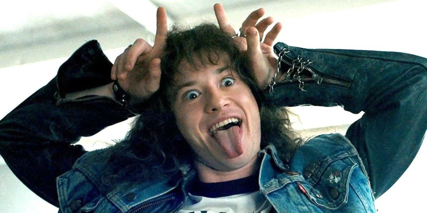 Eddie pulling a funny face in Stranger Things.