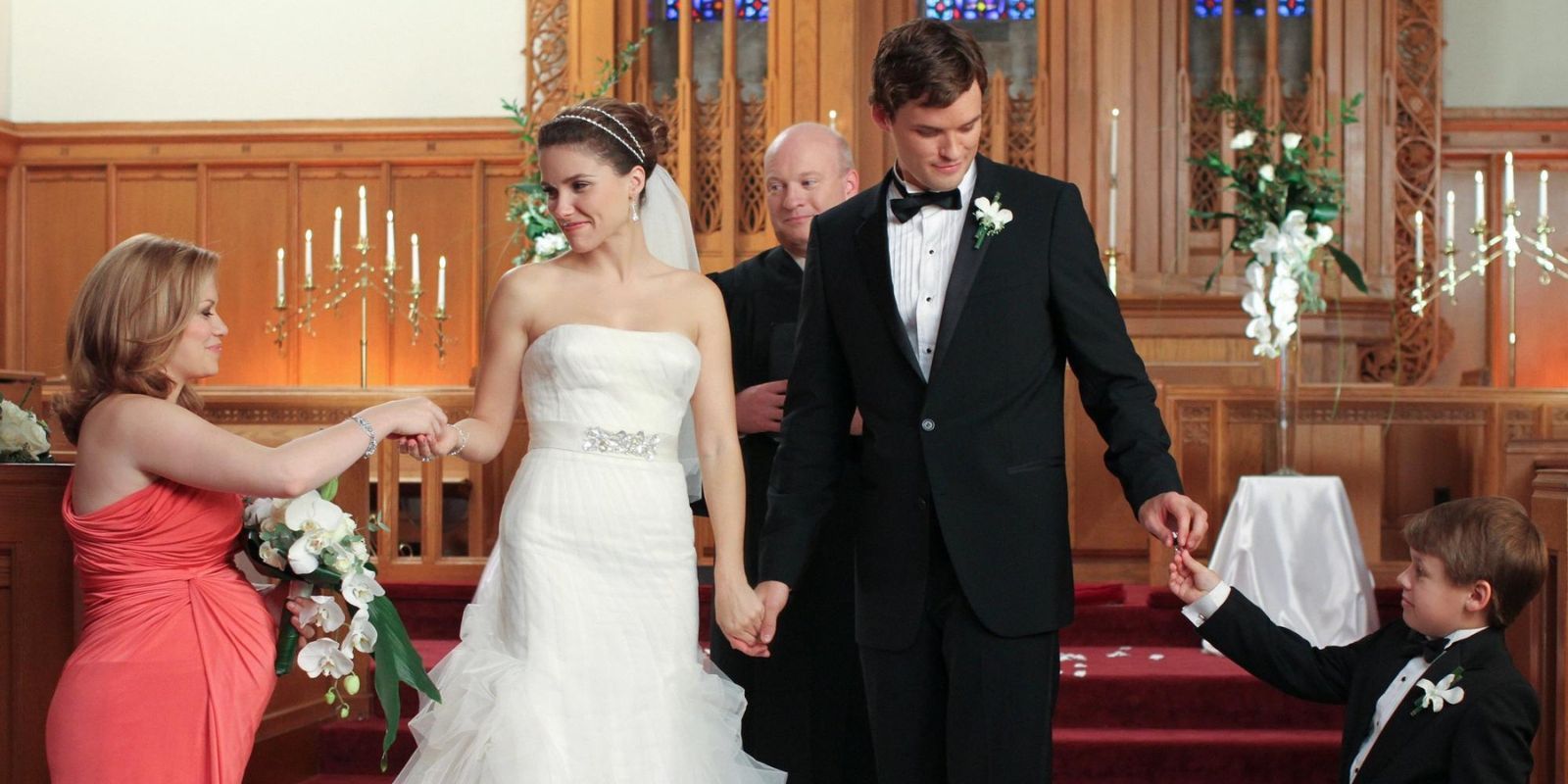 Brooke and Julian walking up the aisle at their wedding