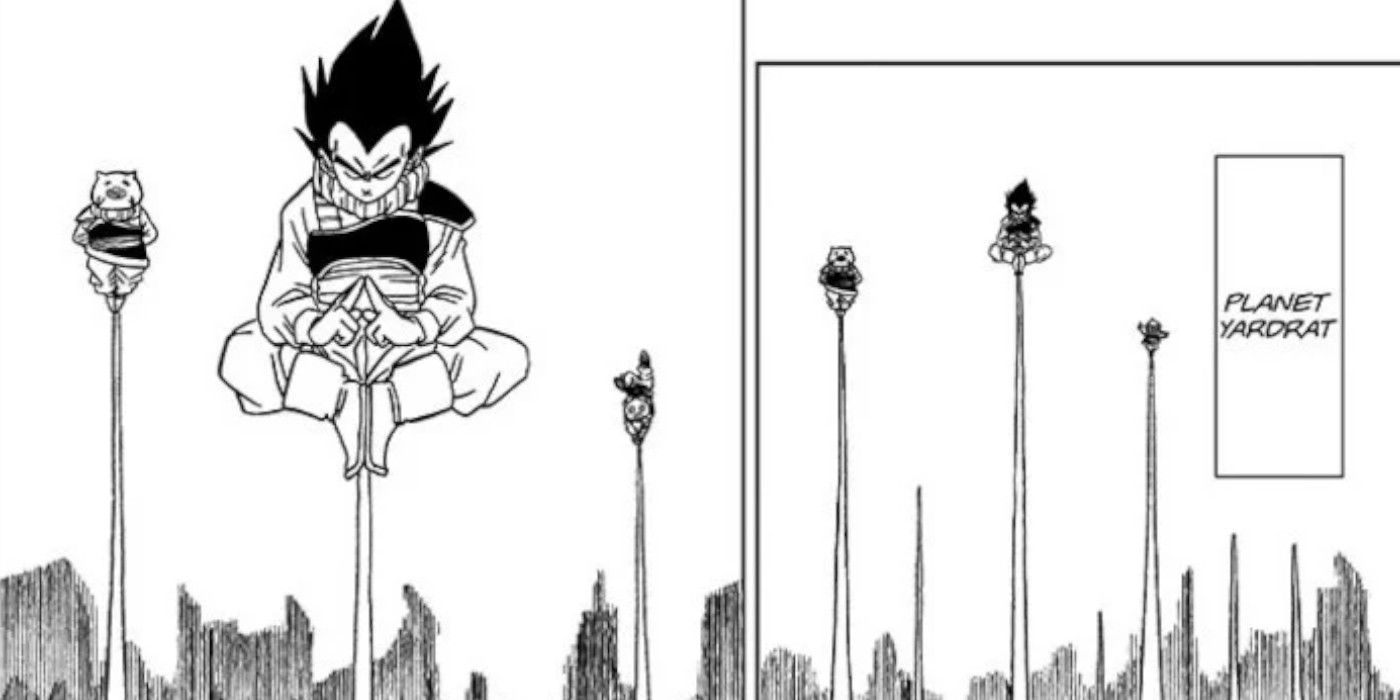 Vegeta on planet Yardrat in the Dragon Ball Super manga