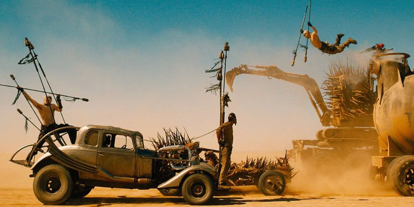 Vehicles battle in Mad Max Fury Road