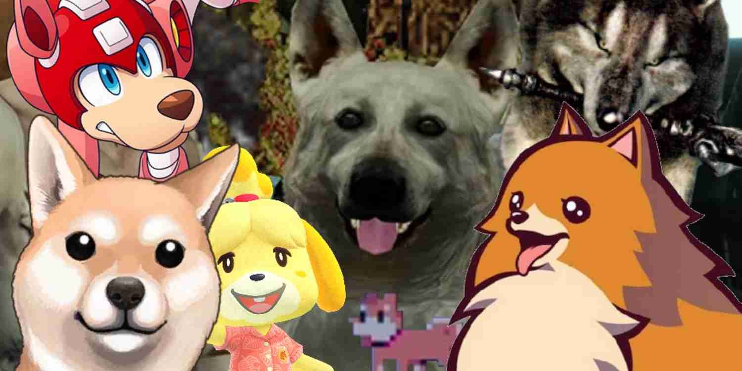 A calvacade of video game dogs surround Hewie from Haunting Ground.