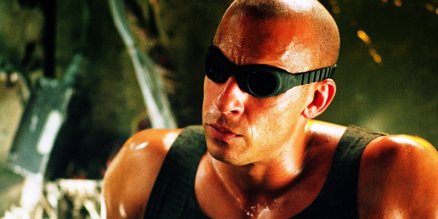 Vin Diesel wearing glasses as Riddick in Pitch Black