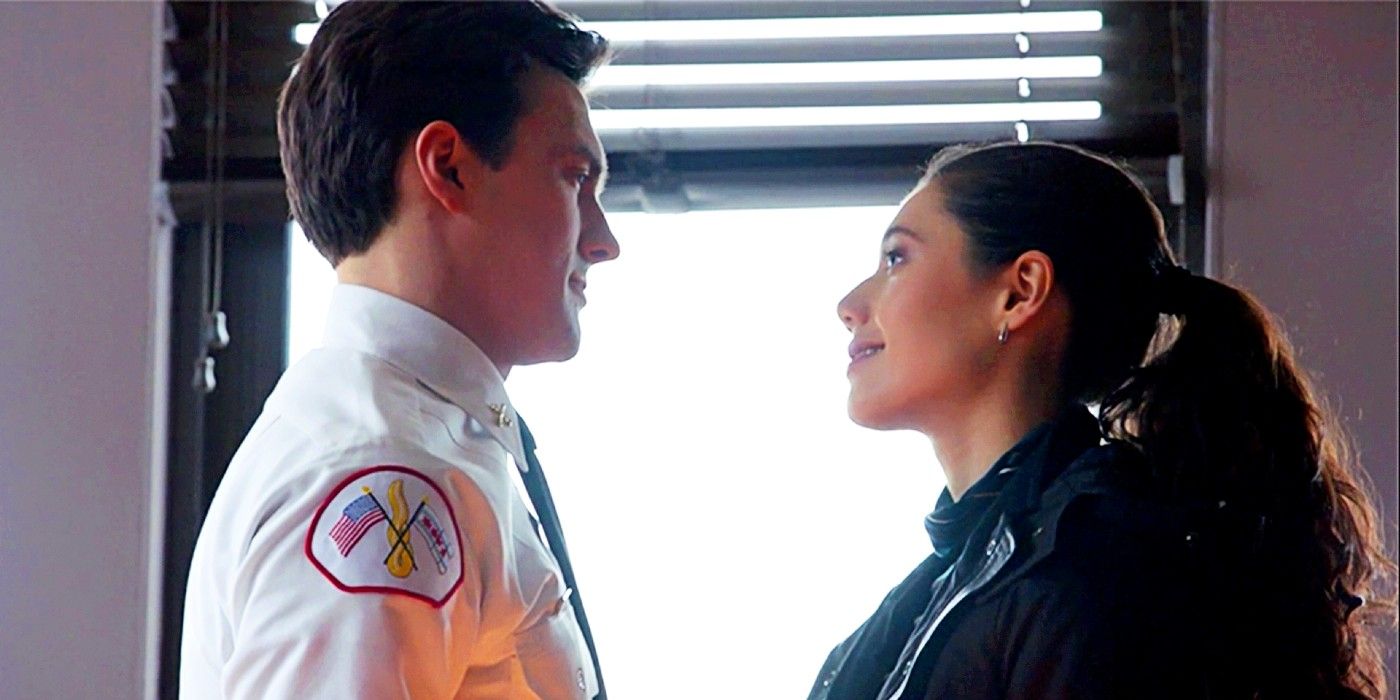 Violet and Chief Hawkins in Chicago Fire season 10
