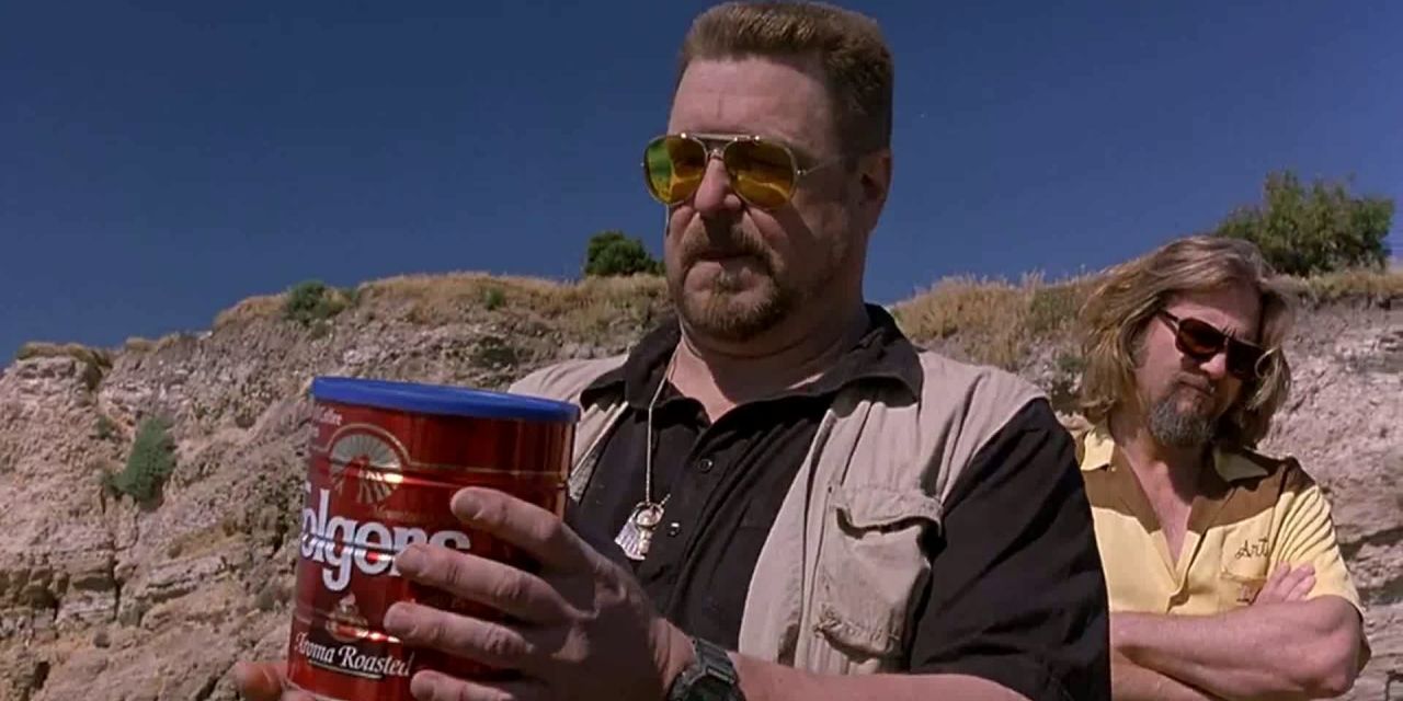 Walter scatters the ashes in The Big Lebowski