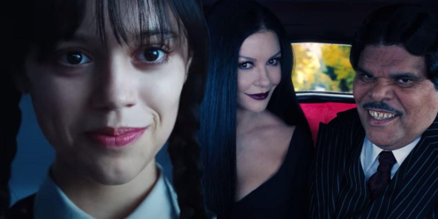Image of Wednesday Addams and her parents from Netflix's Wednesday