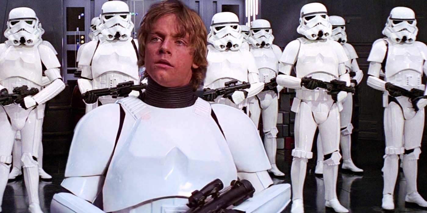 Mark Hamill as Luke Skywalker as a Stormtrooper