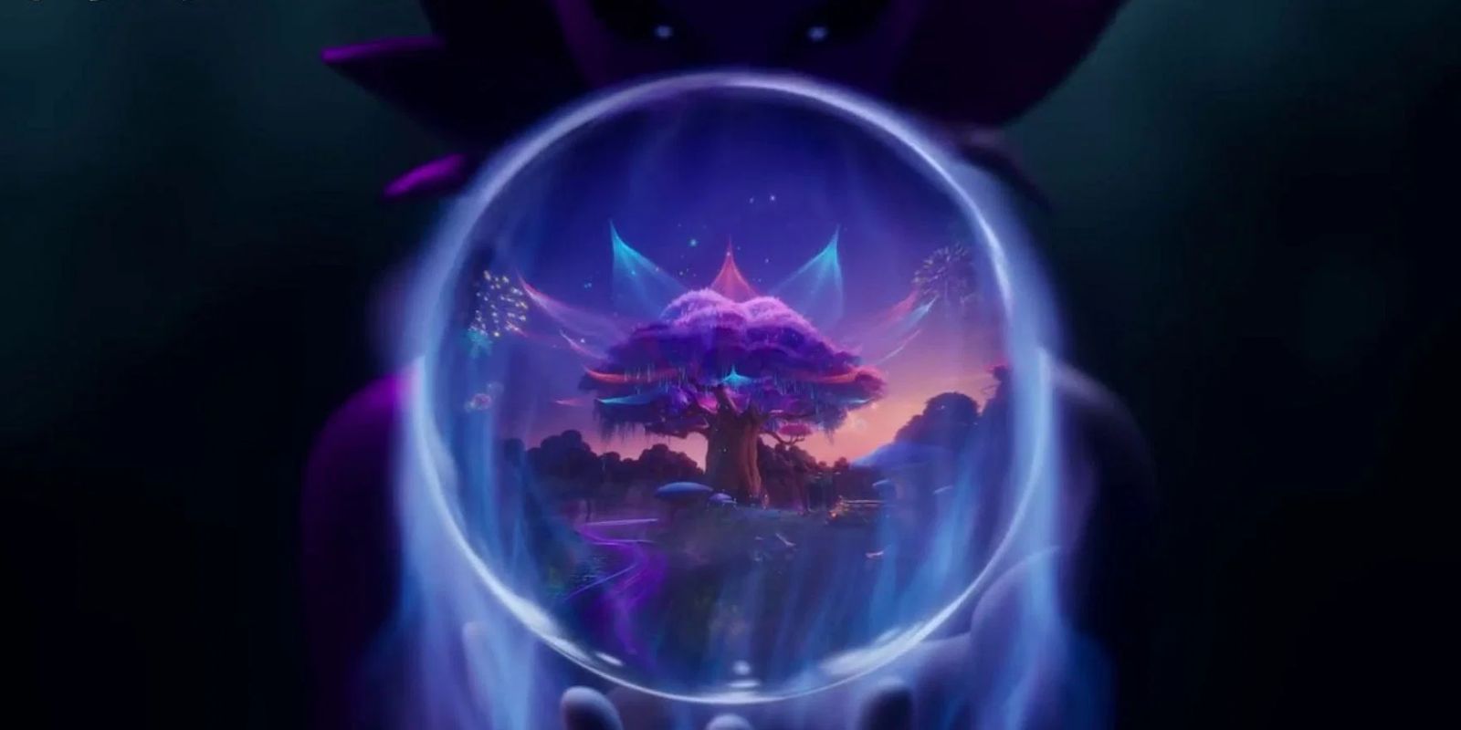 Uma imagem da Bloom Queen segurando um orbe com uma árvore de realidade dentro de Fortnite