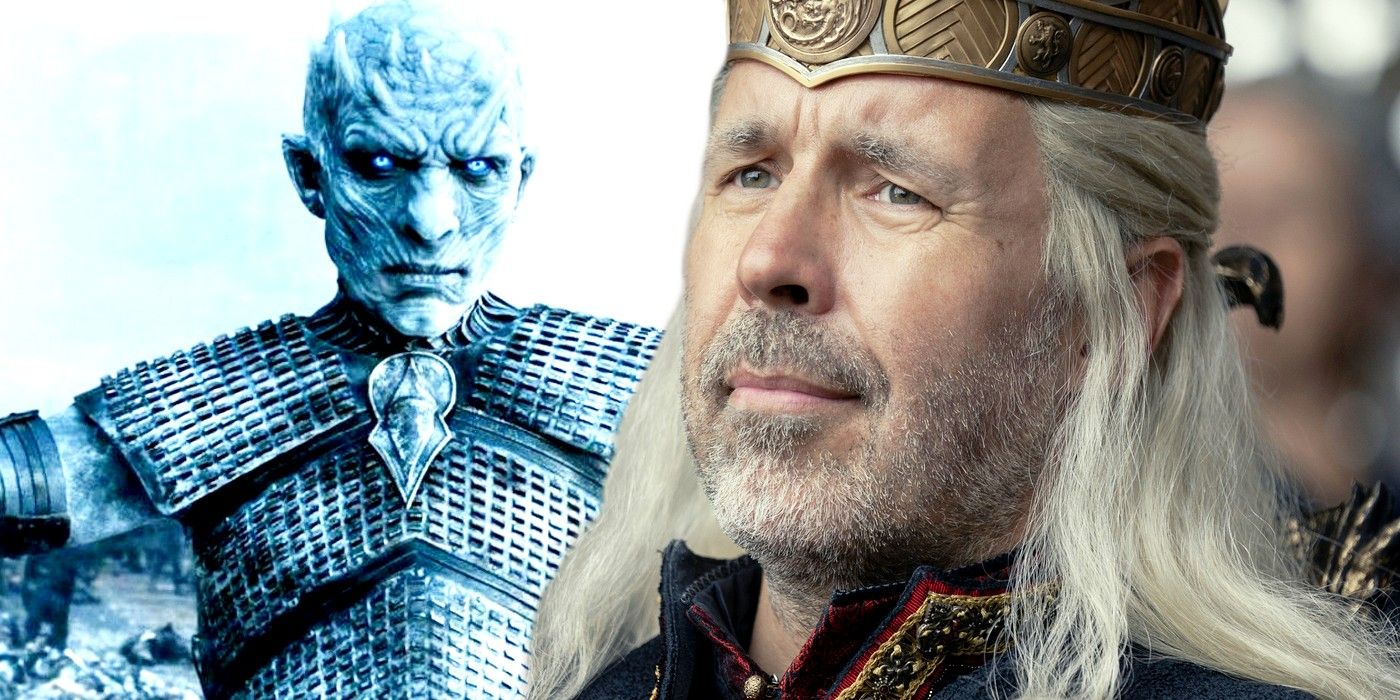 White Walker in Game of Thrones and Paddy Considine as King Viserys Targaryen in House of the Dragon