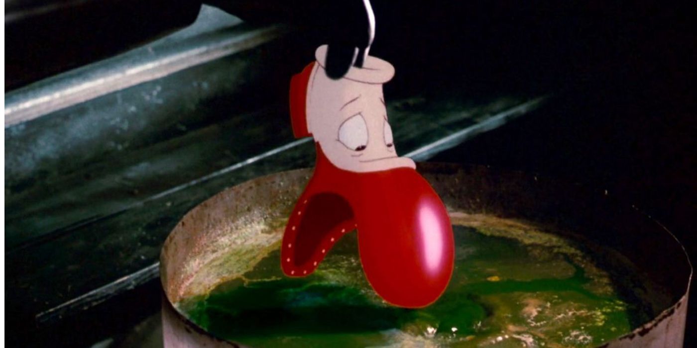 The toon shoe looks terrified in Who Framed Roger Rabbit 