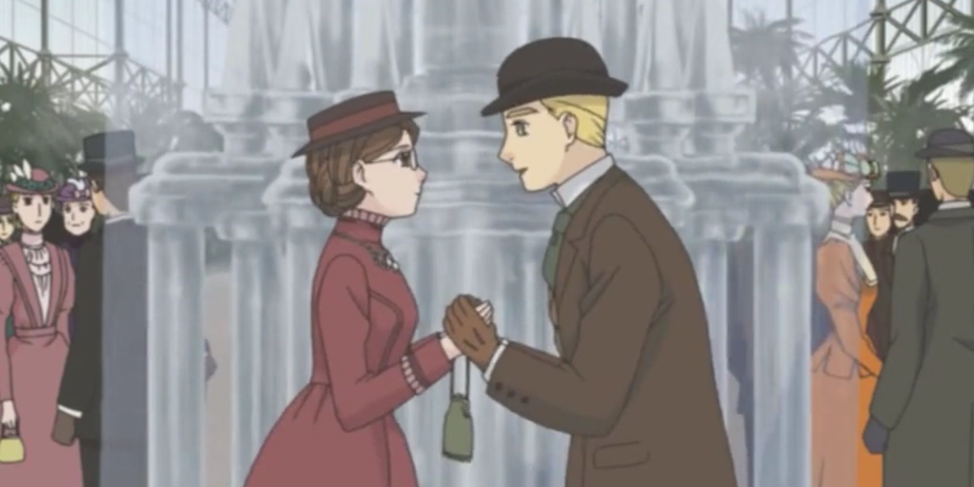 William and Emma holding each other's hands in Emma A Victorian Romance Cropped