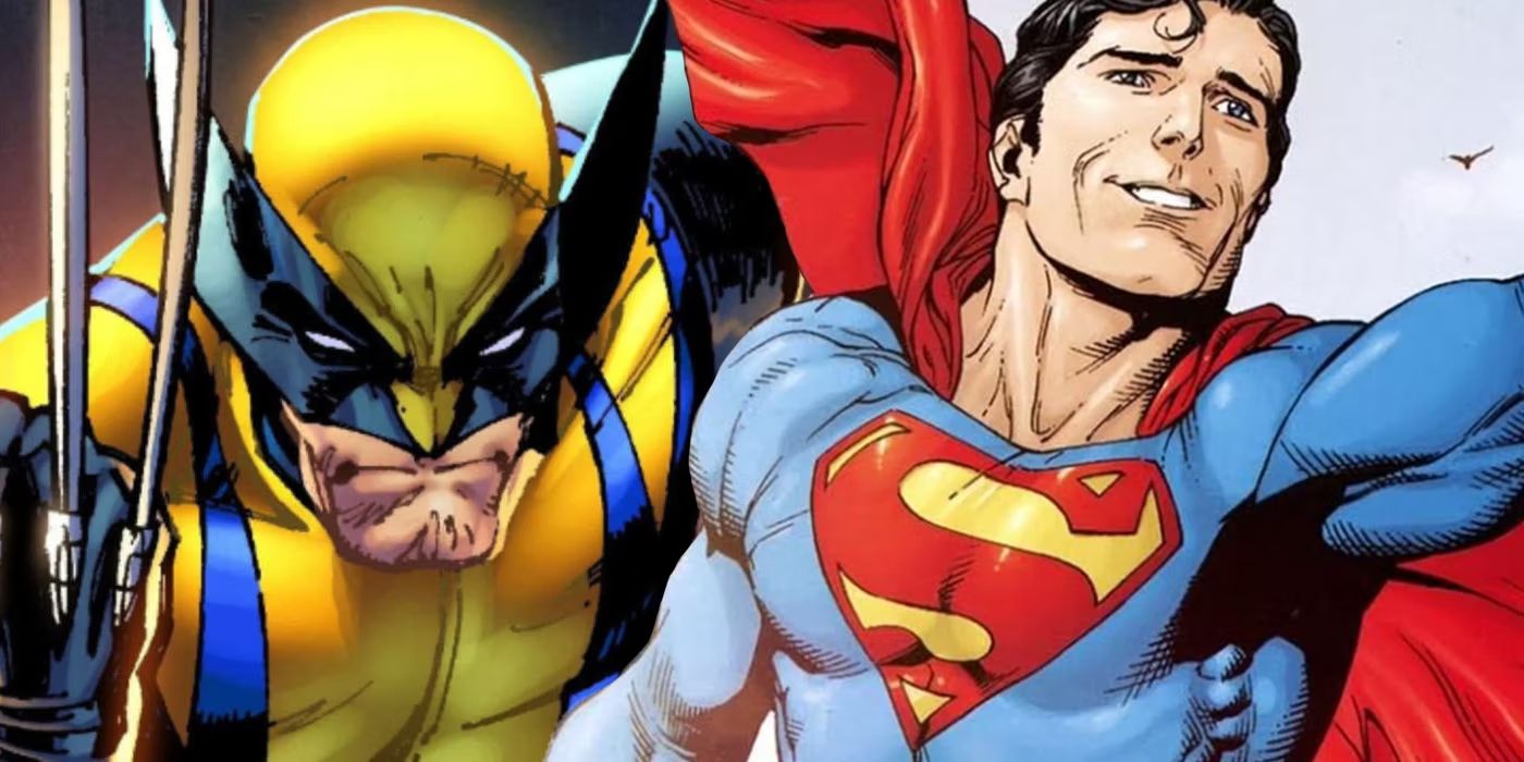 Wolverine facing off against Superman.