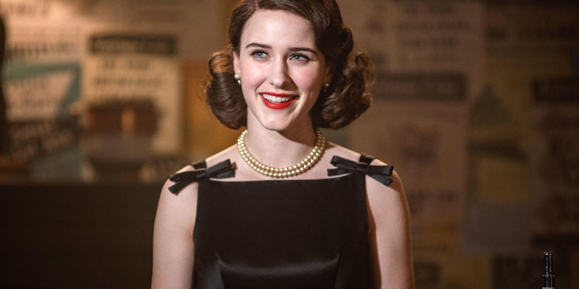 Rachel Brosnahan on stage in The Marvelous Mrs. Maisel 