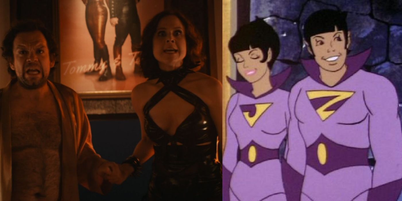 Split image of the Wonder Twins and the TNT Twins from The Boys