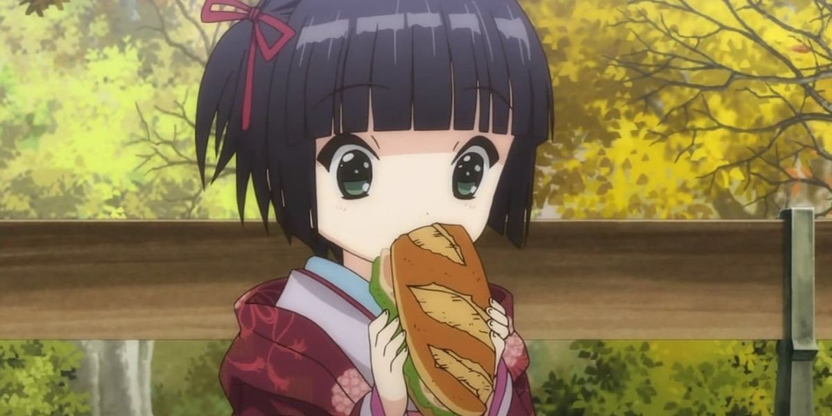 Yune eating a baguette in Croisee in a Foreign Labyrinth Cropped