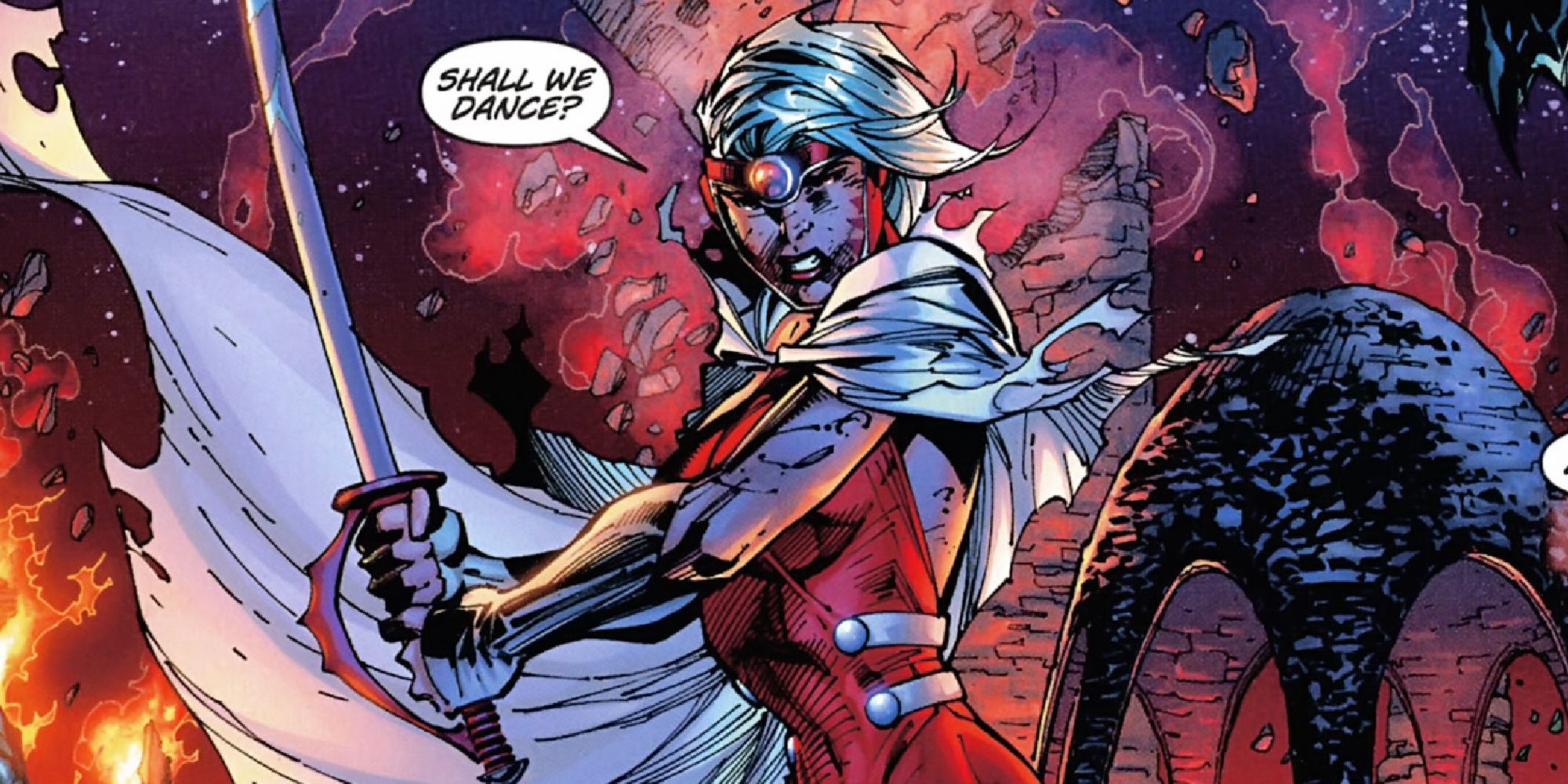 Zealot uses her sword in DC Comics.