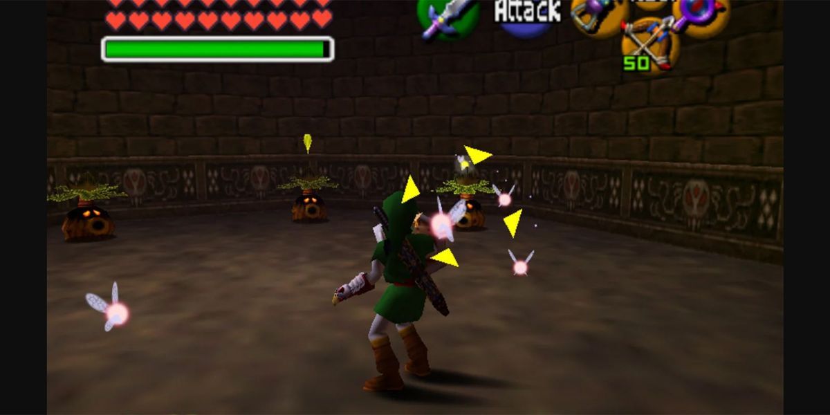 Link standing in the shrub room in Ganon&rsquo;s castle