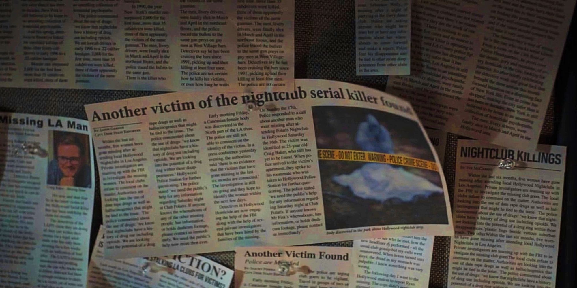 american horror stories drive nightclub serial killer newspaper clippings