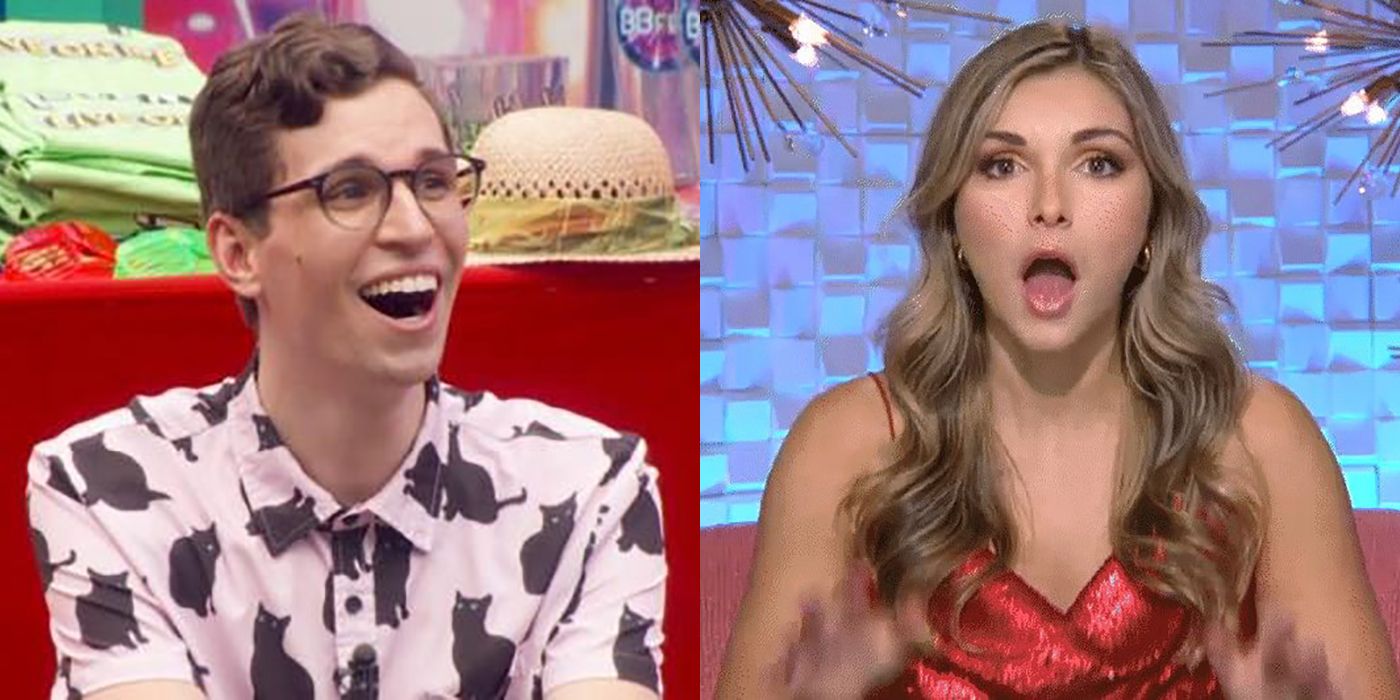 Split image of Michael smiling widely and Alyssa, mouth agape, from Big Brother 24.