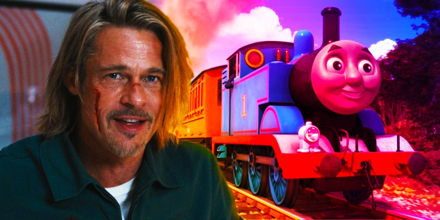 Collage of Brad Pitt in Bullet Train and Thomas the Train